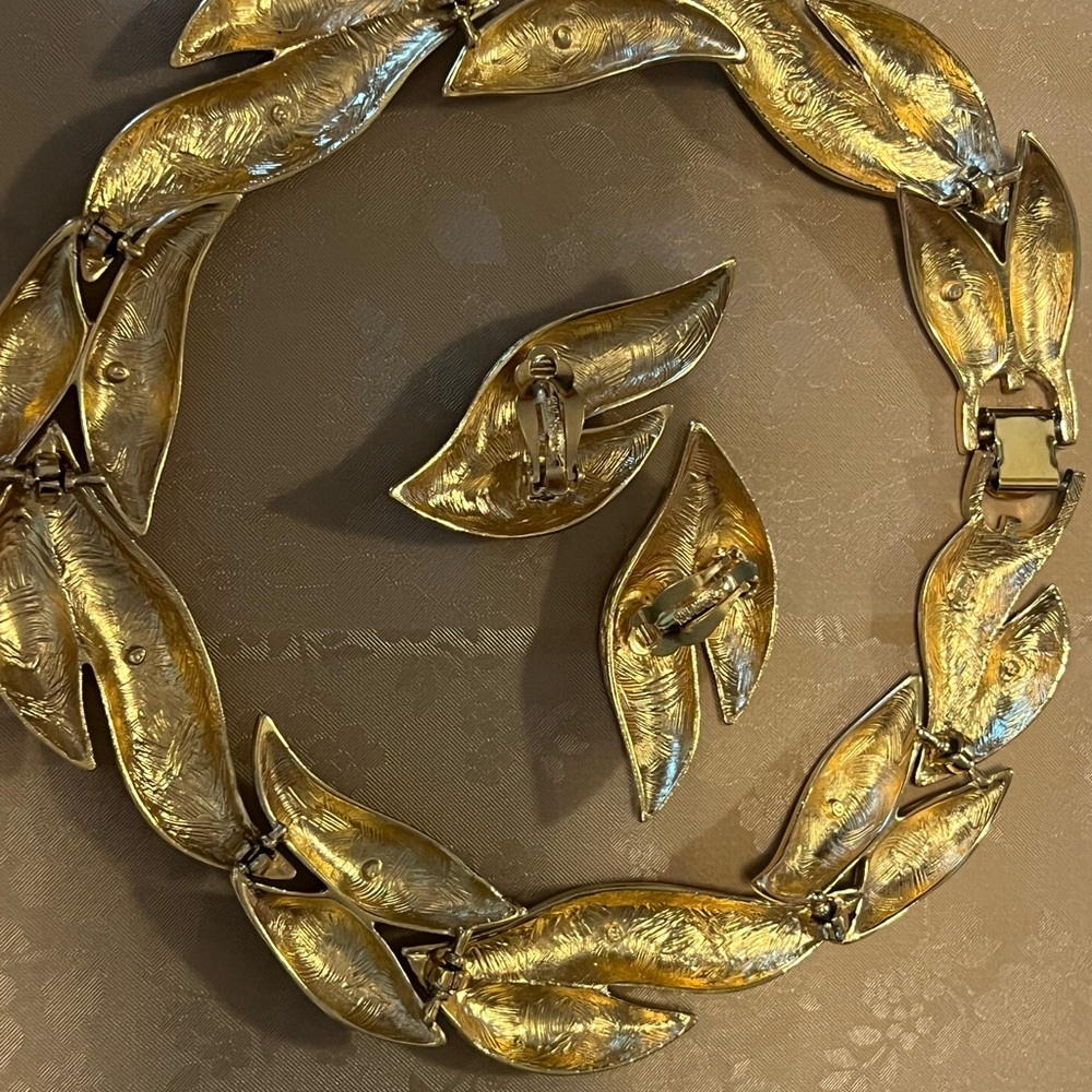 Vintage Givenchy Gold Leaf Jewelry Set
